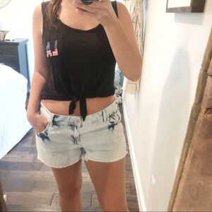 Pretty Rebel Large LA USA Flag front tie tank